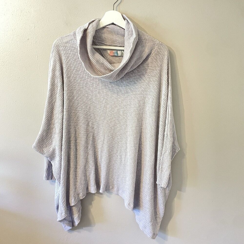 Free People Beach World Traveler Top Waffle Knit Open Back Sz L Oversized